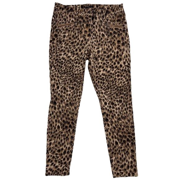 J. Mclaughlin Leopard Baxter Zipper Detail Moto Skinny Pants Size 10 - Picture 1 of 12
